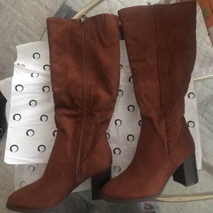 Wide Calf Boot/ Cognac Color